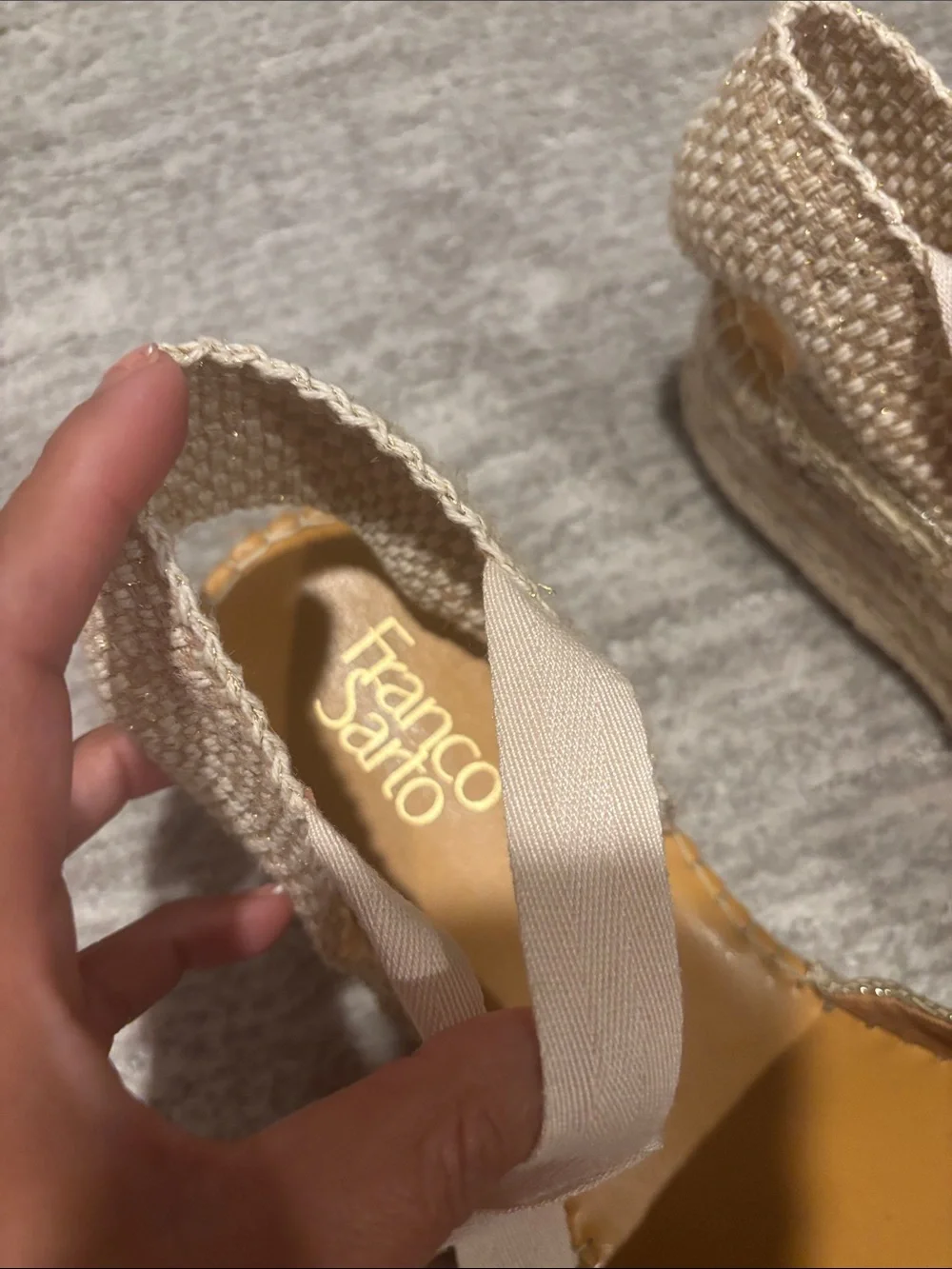 Franco sarto Woven Espadrille Lace-Up Flats in Champagne size 8 new